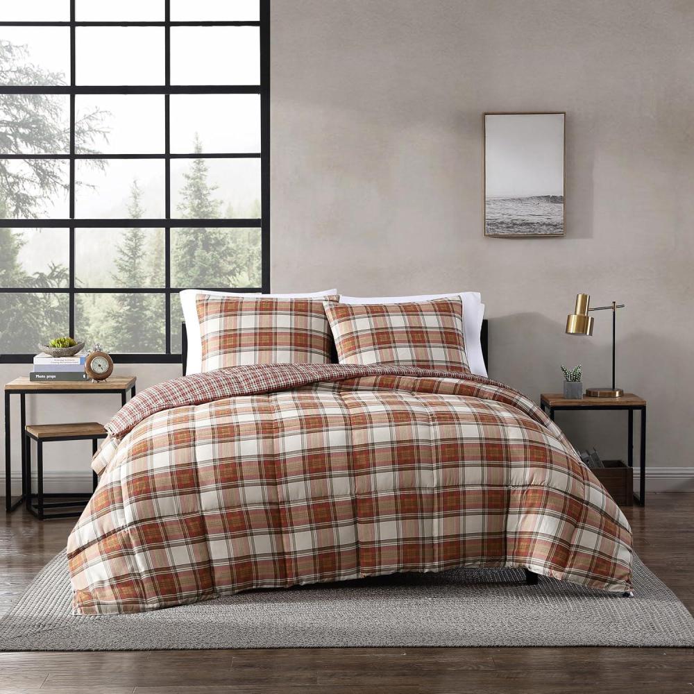 imageEddie Bauer Twin Duvet Cover Set Cotton Reversible Bedding Buffalo Plaid Home Decor for All Seasons Black Check TwinRed