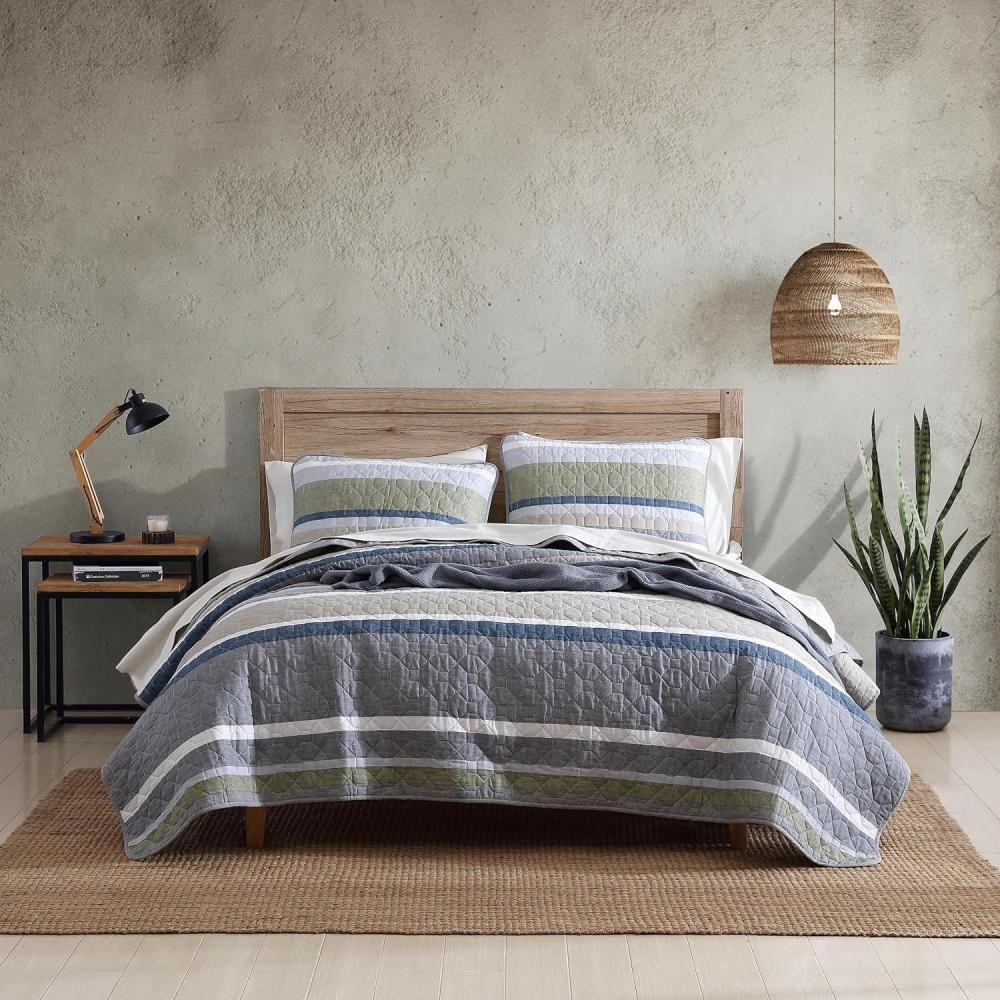 imageEddie Bauer Twin Quilt Set Reversible Bedding with Matching Sham Lightweight Home Decor for All Seasons Hidden Lake Blue TwinSalmon Ladder Beige