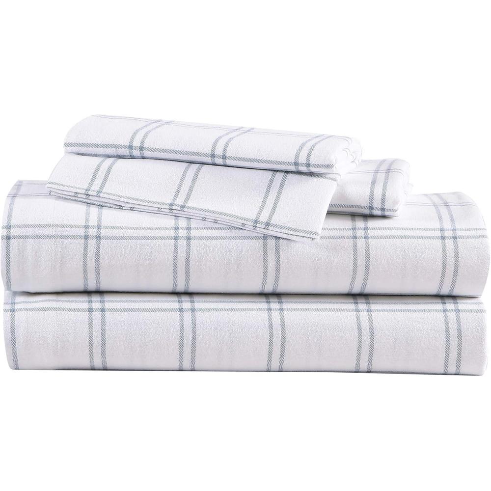 imageEddie Bauer  Twin Sheets Cotton Flannel Bedding Set Brushed For Extra Softness Cozy Home Decor Montlake Plaid TwinWestridge Plaid NavyWhite