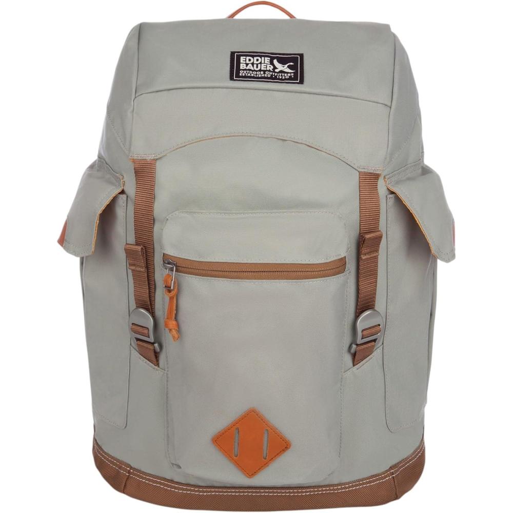 imageEddie Bauer Bygone Backpack Retro Design Laptop Sleeve Travel Work Hiking Durable Nylon 25L Light Heather GreyLight Heather Grey