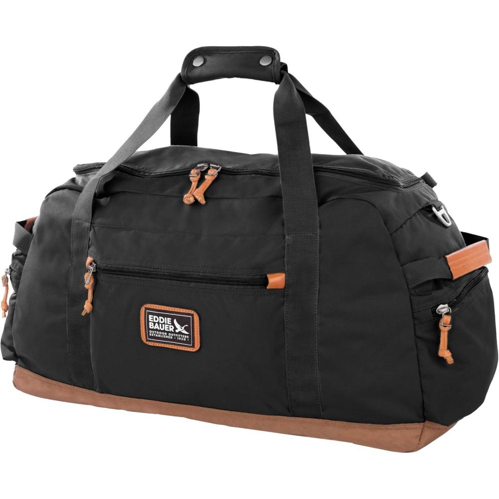 imageEddie Bauer Bygone Duffel Travel Weekend Bag Lightweight Durable 45L Rugged PolyesterNylon UShaped Main Compartment BlackBlack