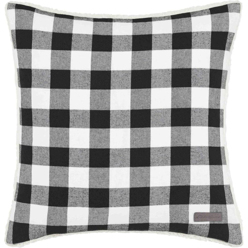 imageEddie Bauer Home Throw Pillow with Zipper Closure Perfect Luxurious Bedding Set for Bed or Sofa 16quot x 20quot Bear Twill BlackCabin Plaid Black