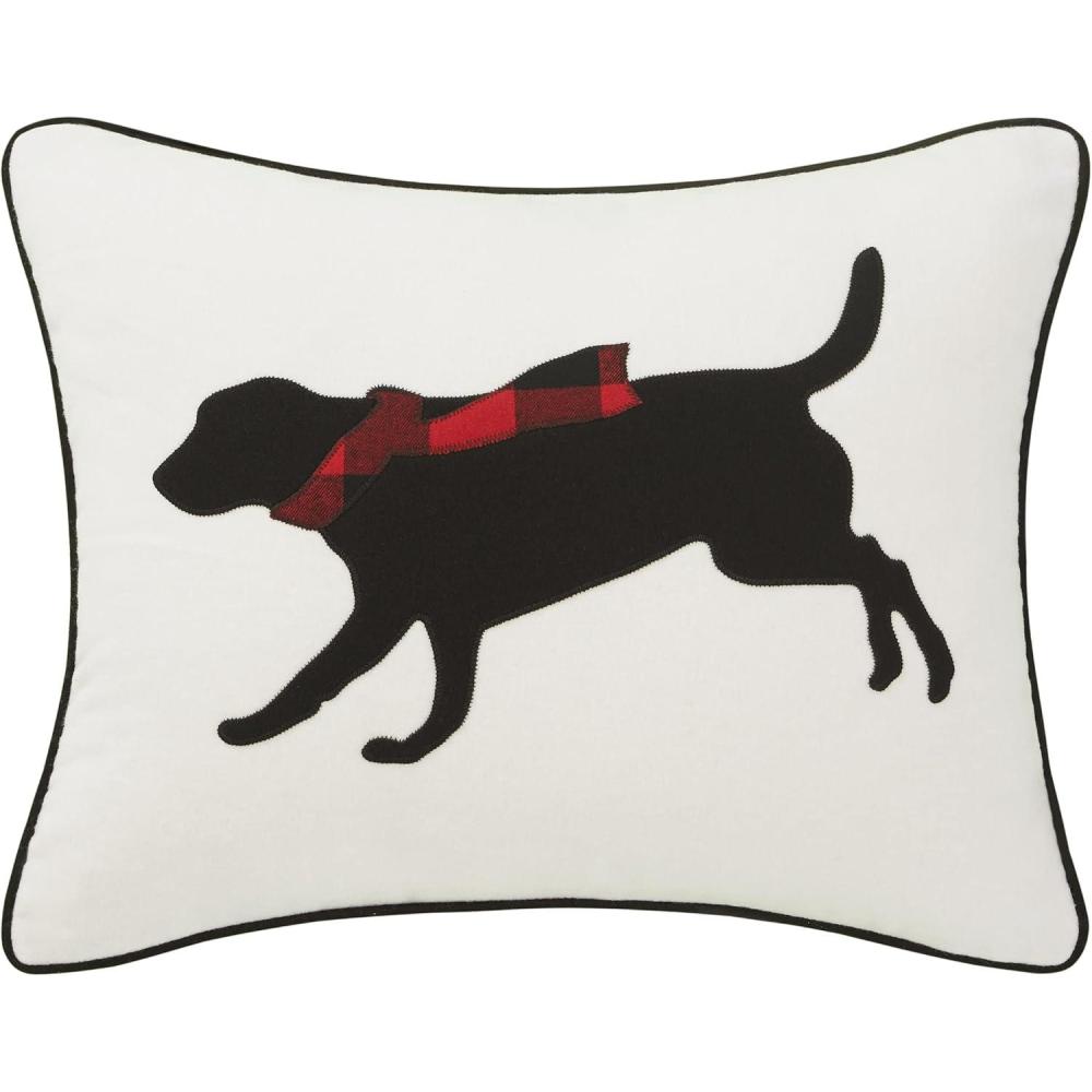 imageEddie Bauer Home Throw Pillow with Zipper Closure Perfect Luxurious Bedding Set for Bed or Sofa 16quot x 20quot Bear Twill BlackWinter Lab BlackWhite