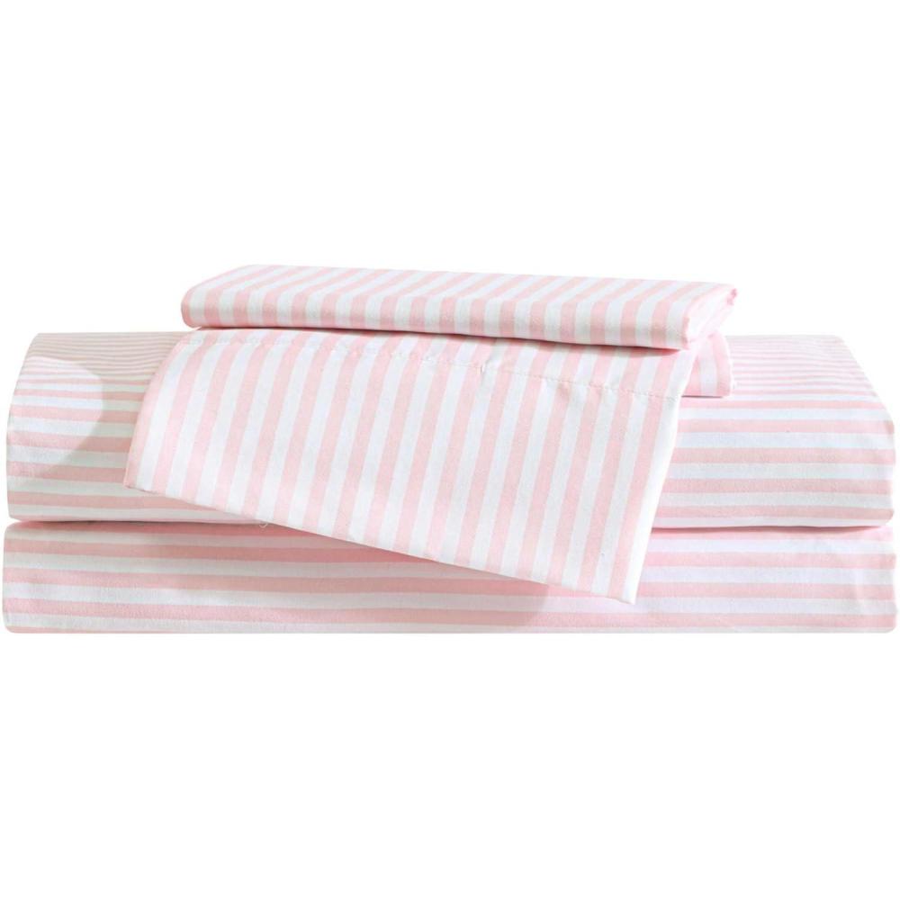 imageEddie Bauer Kids  Twin Sheets StainResistant Toddler Bedding with Matching Shams Super Soft Ideal Boy Room Essentials Fish Lake White TwinLittle Stripe Pink