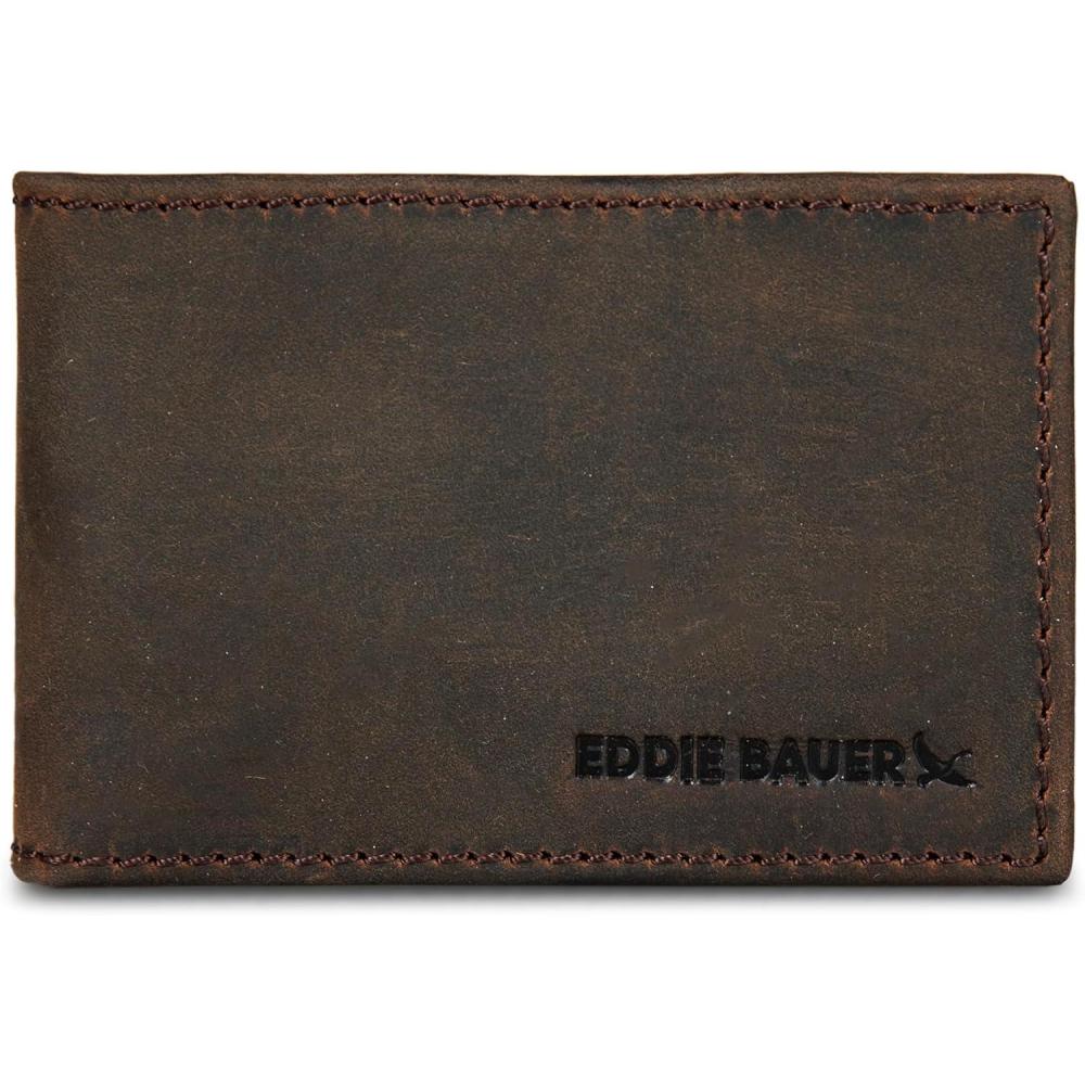 imageEddie Bauer Men Signature Money Clip Card Case Wallet Available in Ripstop Nylon Cotton Canvas or Leather Embossed Leather  Tan One Size