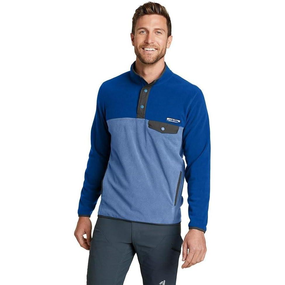 imageEddie Bauer Mens Chutes LongSleeve Snap Mock Neck FleecePacific Blue