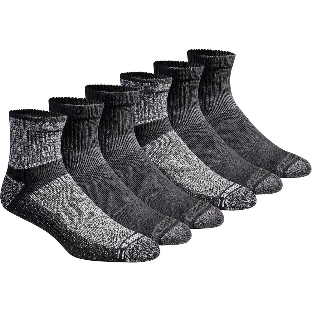 imageEddie Bauer Mens Dura Dri Moisture Control Quarter Socks MultipackBlack Assorted 6 Pairs