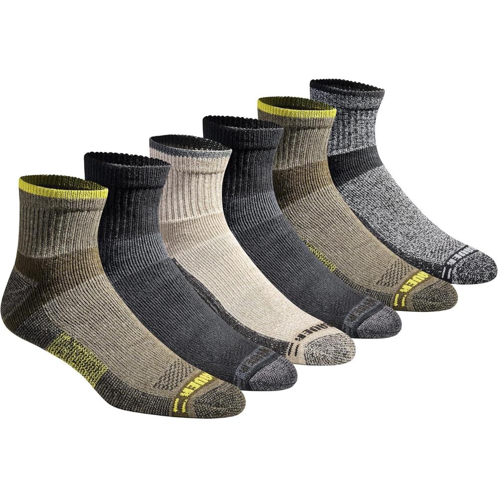 imageEddie Bauer Mens Dura Dri Moisture Control Quarter Socks MultipackOlive Assorted 6 Pairs