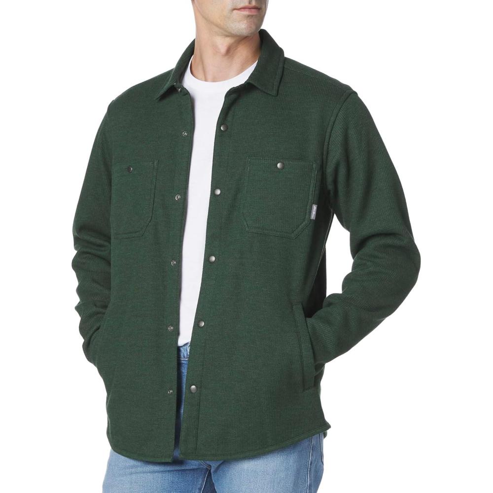 imageEddie Bauer Mens Faux ShearlingLined Thermal ShirtDark Olive