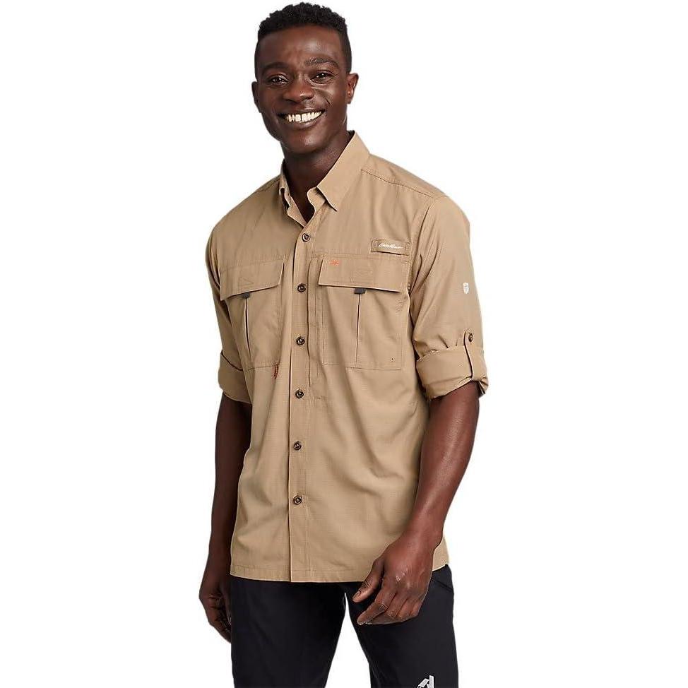 imageEddie Bauer Mens UPF Guide 20 LongSleeve ShirtTawny