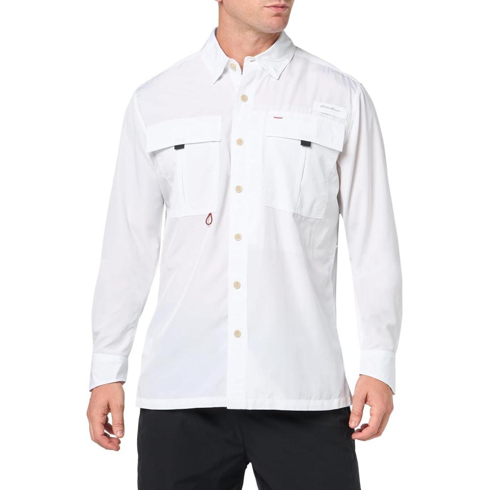 imageEddie Bauer Mens UPF Guide 20 LongSleeve ShirtWhite