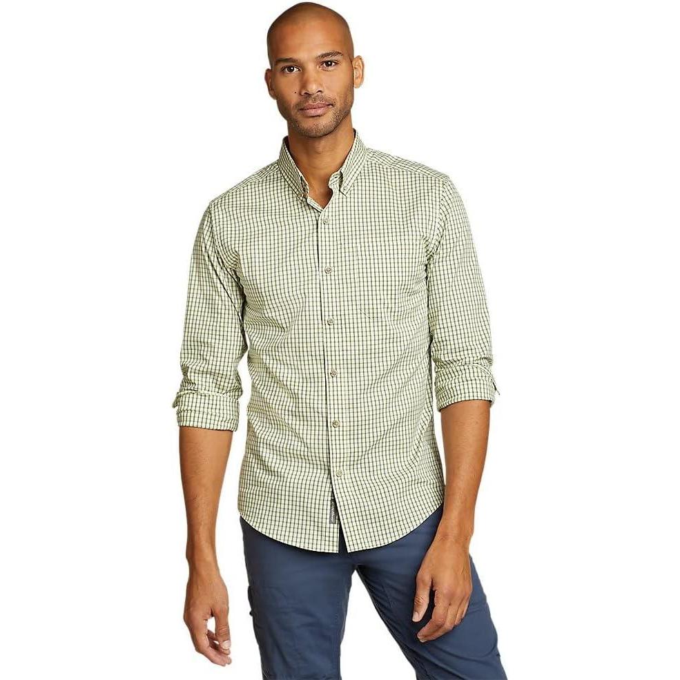 imageEddie Bauer Mens Voyager Flex LongSleeve ShirtChartreuse