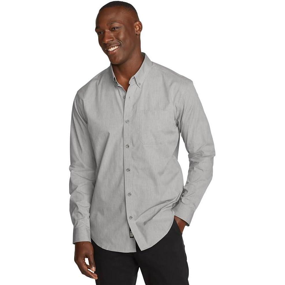 imageEddie Bauer Mens Voyager Flex LongSleeve ShirtHeather Gray