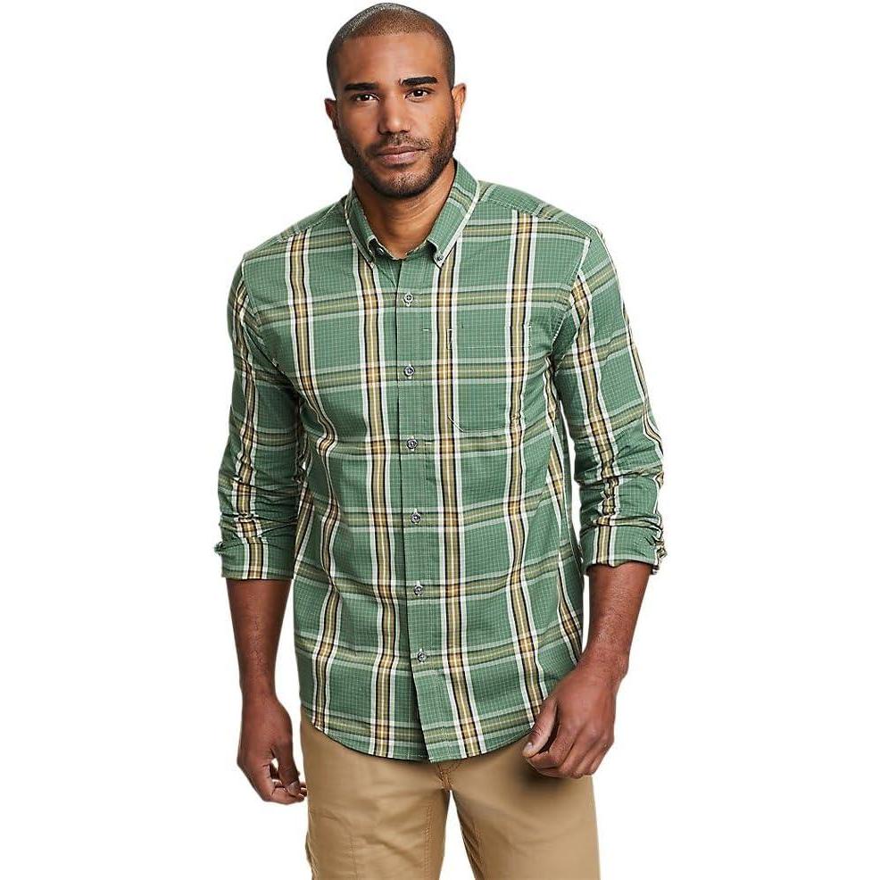 imageEddie Bauer Mens Voyager Flex LongSleeve ShirtIrish Green