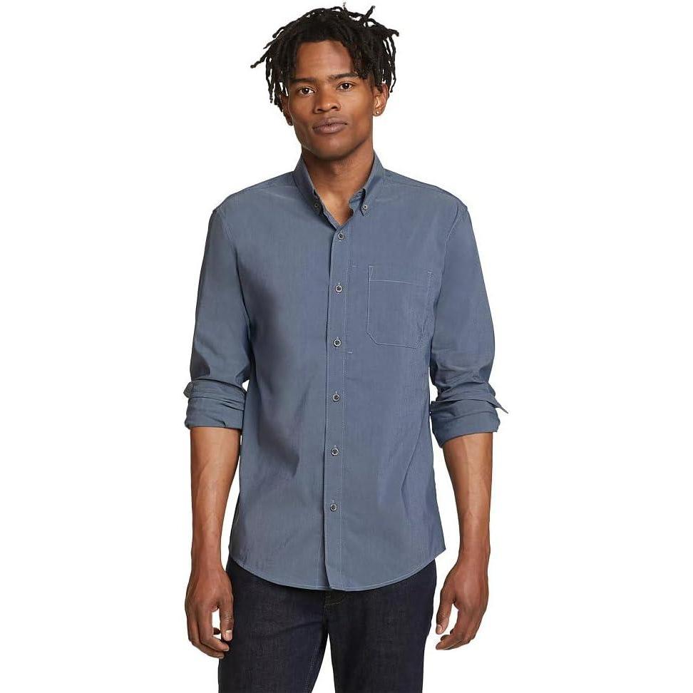 imageEddie Bauer Mens Voyager Flex LongSleeve ShirtNavy