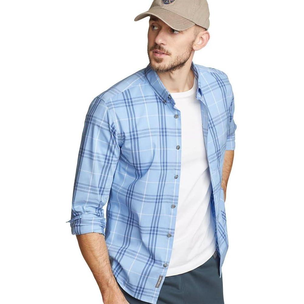 imageEddie Bauer Mens Voyager Flex LongSleeve ShirtPeak Blue