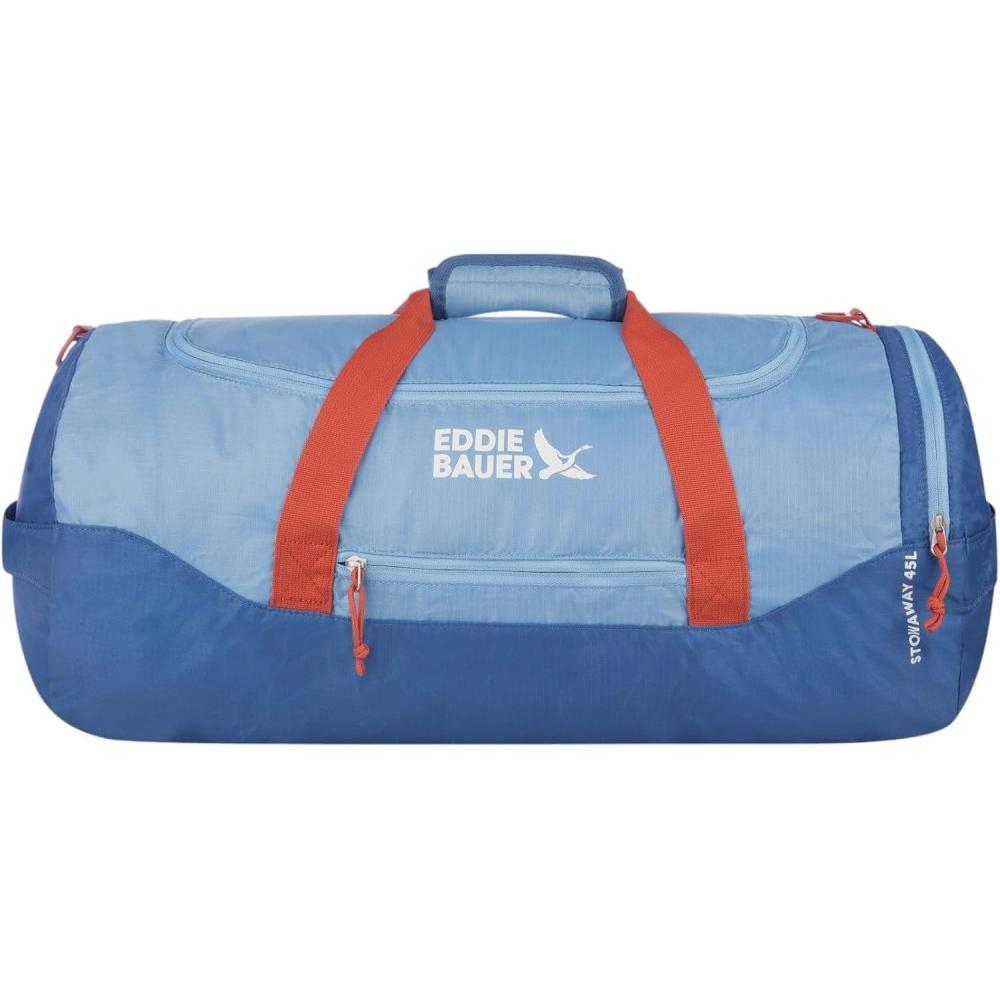 imageEddie Bauer Stowaway Packable Duffel Bag  Travel  Foldable  Lightweight  Durable  Ripstop Polyester  23quot Length  45L CapacityCoast