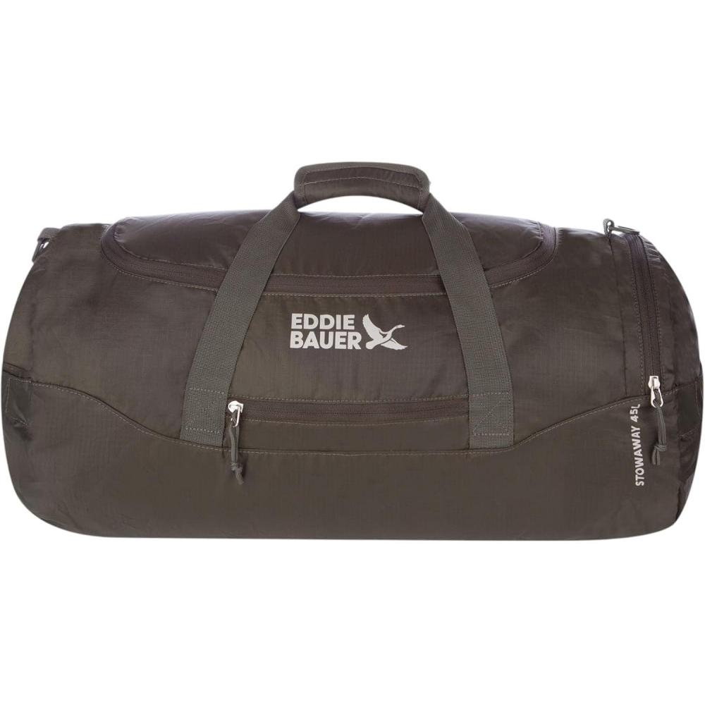 imageEddie Bauer Stowaway Packable Duffel Bag  Travel  Foldable  Lightweight  Durable  Ripstop Polyester  23quot Length  45L CapacityDark Forest