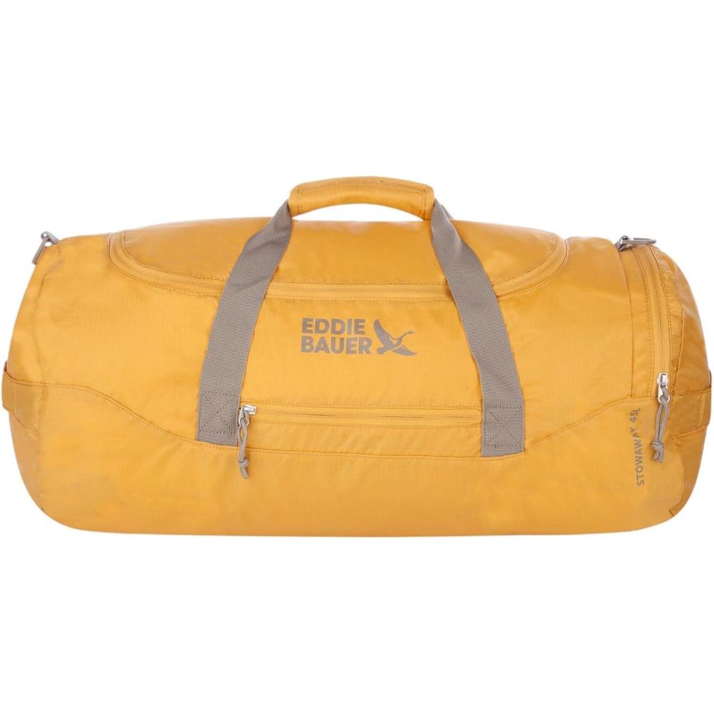 imageEddie Bauer Stowaway Packable Duffel Bag  Travel  Foldable  Lightweight  Durable  Ripstop Polyester  23quot Length  45L CapacityField Gold