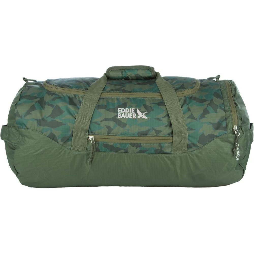 imageEddie Bauer Stowaway Packable Duffel Bag  Travel  Foldable  Lightweight  Durable  Ripstop Polyester  23quot Length  45L CapacitySprig