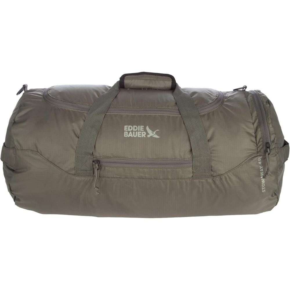imageEddie Bauer Stowaway Packable Duffel Bag  Travel  Foldable  Lightweight  Durable  Ripstop Polyester  23quot Length  45L CapacitySpruce