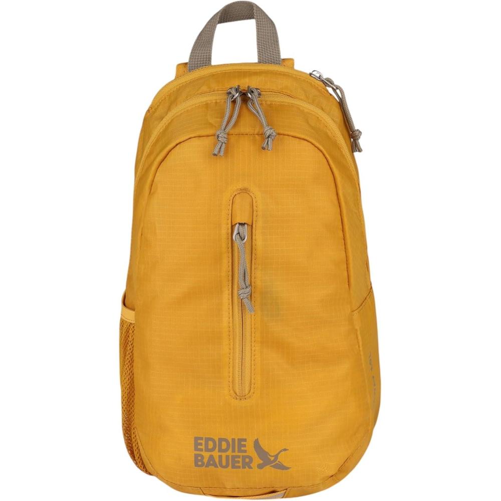 imageEddie Bauer Stowaway Packable Sling Bag Foldable Travel Outdoor Lightweight Compact Everyday Carry Ripstop Nylon 10L Dark SmokeField Gold