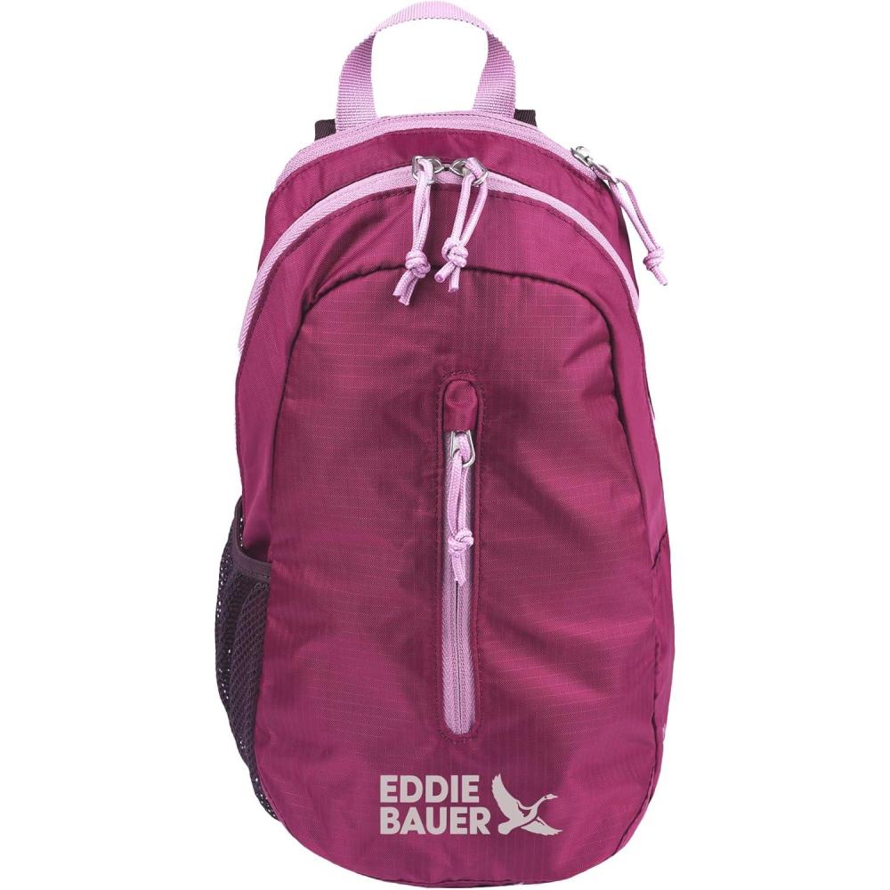 imageEddie Bauer Stowaway Packable Sling Bag Foldable Travel Outdoor Lightweight Compact Everyday Carry Ripstop Nylon 10L Dark SmokePort Red