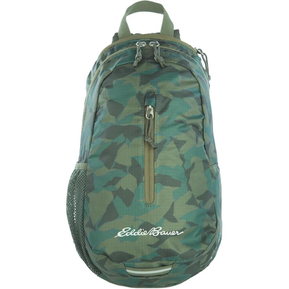 imageEddie Bauer Stowaway Packable Sling Bag Foldable Travel Outdoor Lightweight Compact Everyday Carry Ripstop Nylon 10L Dark SmokeSprig Green