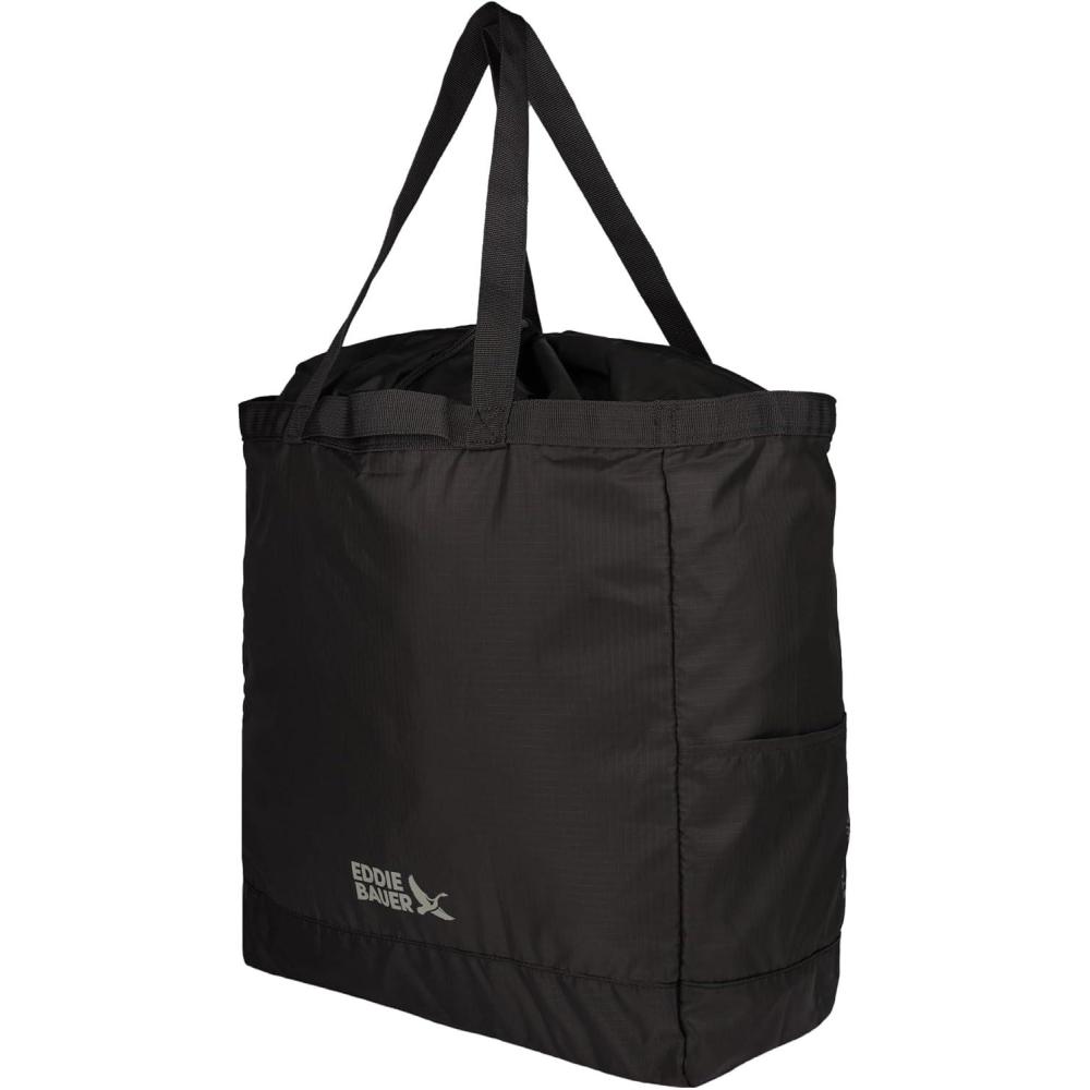 imageEddie Bauer Stowaway Packable Tote Bag Lightweight Compact Cinch Closure Ripstop Nylon 25l CapacityOnyx
