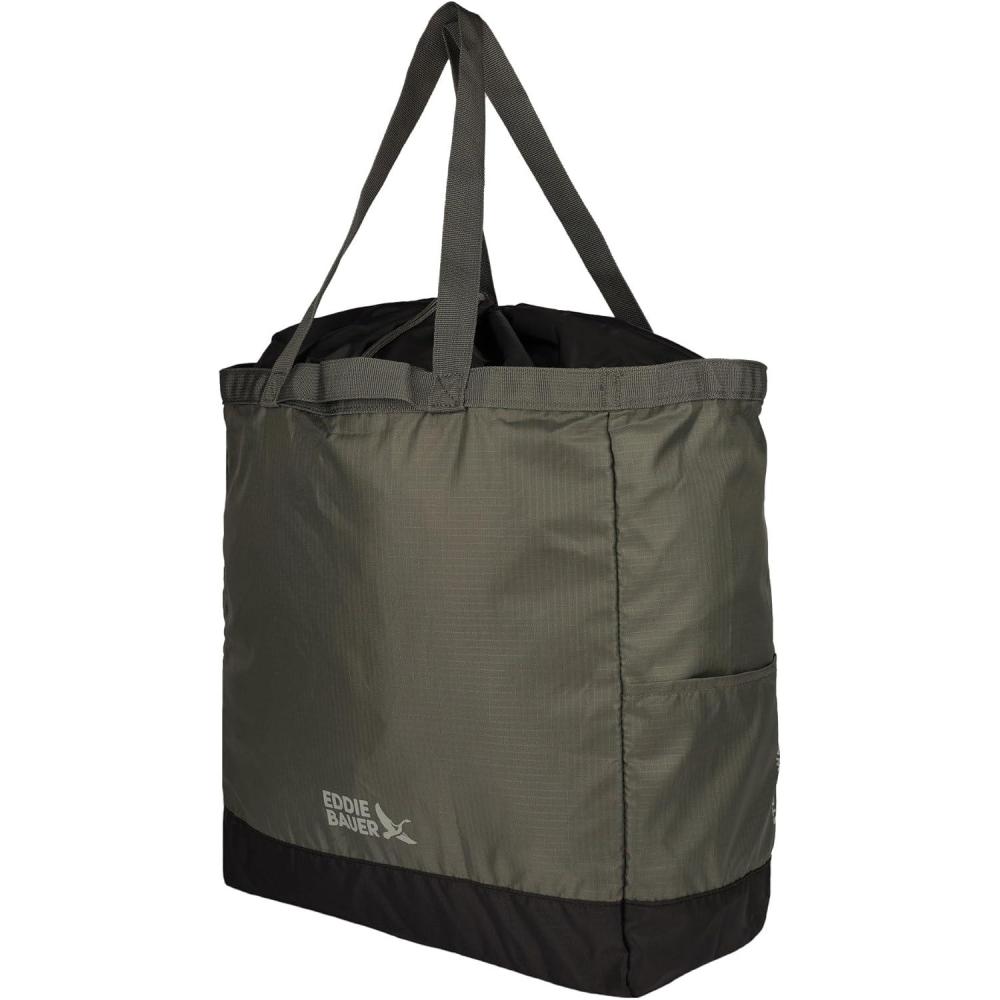 imageEddie Bauer Stowaway Packable Tote Bag Lightweight Compact Cinch Closure Ripstop Nylon 25l CapacitySpruce