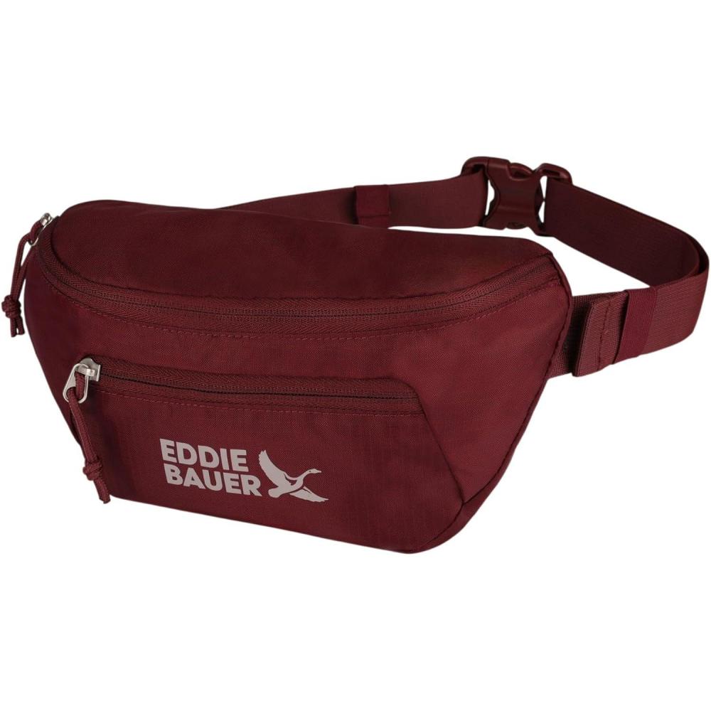 imageEddie Bauer Stowaway Packable Waistpack Sling Fanny Travel Lightweight Outdoor Ripstop PolyesterBlack Cherry