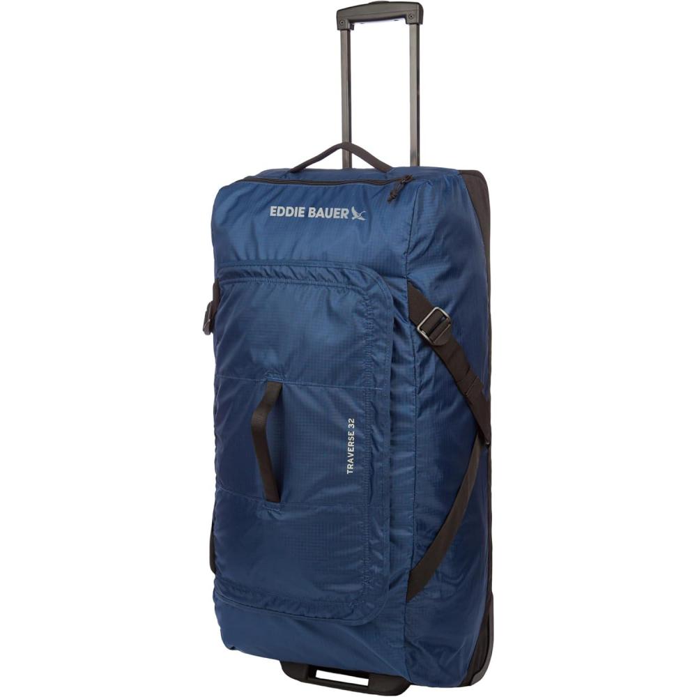 imageEddie Bauer Traverse Luggage Roller Wheels Telescoping Handle Travel Vacation Ripstop Nylon Black 31quotMedium Indigo