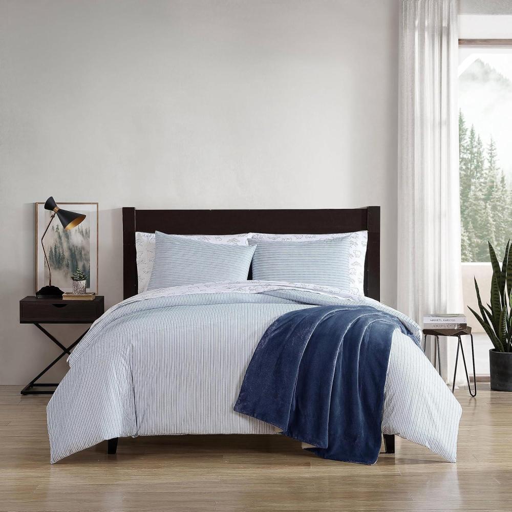 imageEddie Bauer Twin Duvet Cover Set Cotton Bedding Set with Matching Shams Casual Home Dcor Ticking Stripe Navy TwinTicking Stripe Navy