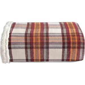 Eddie Bauer – Blanket, Soft Reversible Sherpa & Brushed Fleece Bedding, Perfect for Lounging, Dorm Essentials (Edgewood Plaid Khaki)(Edgewood Plaid Red)