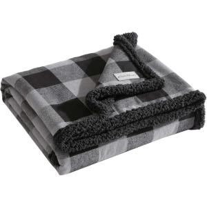 Eddie Bauer – Blanket, Super Soft Reversible Sherpa & Brushed Fleece Bedding, Throw Blankets for Couch, Ideal for Lounging (Cabin Plaid Black)(Cabin Plaid Grey)