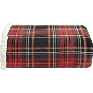 Eddie Bauer – Blanket, Super Soft Reversible Sherpa & Brushed Fleece Bedding, Throw Blankets for Couch, Ideal for Lounging (Mountain Tartan Red)(Mountain Tartan Red/Black/Gold)