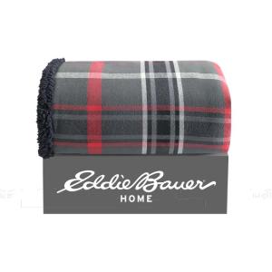 Eddie Bauer – Blanket, Super Soft Reversible Sherpa & Brushed Fleece Bedding, Throw Blankets for Couch, Ideal for Lounging (Mountain Tartan Red)(Winslow Charcoal/Red)