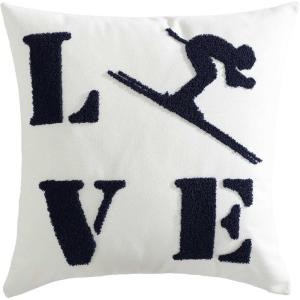 Eddie Bauer – Decorative Pillow, Textured Square Throw Pillow with Zipper Closure & Loop Embroidery, Home Decor for Couch or Bed (Love Ski Blue, 20″ x 20″)(Love Ski Blue)