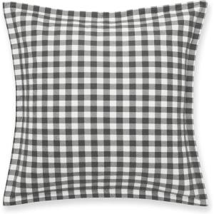 Eddie Bauer – Euro Sham Set, 2pc Cotton Bedding with Hidden Zipper Closure, Stylish Plaid Bedding Set (Kingston Charcoal, 26″ x 26″)(Charcoal)