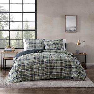 Eddie Bauer – King Comforter Set, Reversible Cotton Bedding with Matching Shams, Cozy Home Decor for Colder Months, Oeko-Tex Certified (Preston Grey, King)(Rugged Plaid Navy)