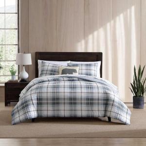 Eddie Bauer – King Comforter Set, Super Soft Reversible Bedding with Matching Shams, Plaid Home Decor, Oeko-Tex Certified (Saddle Mountain Plaid Black, King)(Alder Plaid Blue/Grey)