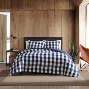 Eddie Bauer – King Comforter Set, Super Soft Reversible Bedding with Matching Shams, Plaid Home Decor, Oeko-Tex Certified (Saddle Mountain Plaid Black, King)(Lakehouse Plaid Blue)