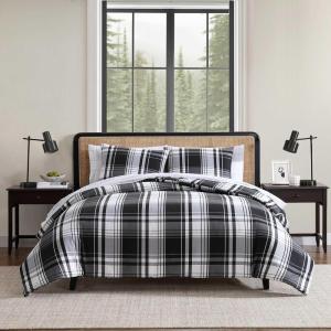 Eddie Bauer – King Comforter Set, Super Soft Reversible Bedding with Matching Shams, Plaid Home Decor, Oeko-Tex Certified (Saddle Mountain Plaid Black, King)(Saddle Mountain Plaid Black)