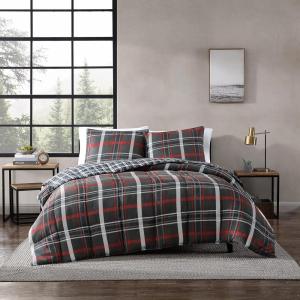 Eddie Bauer – Queen Comforter Set, Reversible Plaid Bedding with Matching Shams, Cozy Home Decor for Colder Months, Oeko-Tex Certified (Willow Plaid Grey, Queen)