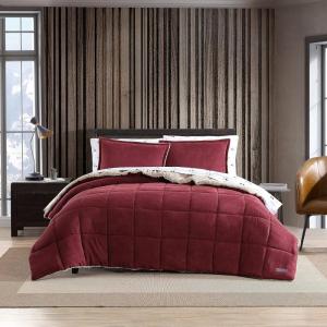 Eddie Bauer – Queen Comforter Set, Reversible Sherpa Bedding with Matching Shams, Cozy & Warm Home Decor , 88 x 88 x 1 inches , (Sherwood Grey, Queen)(Sherwood Red)