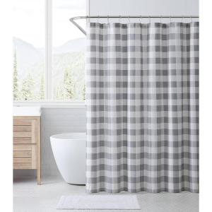 Eddie Bauer – Shower Curtain, Lightweight Cotton Bathroom Decor, Buttonhole Top (Cabin Plaid Green, 72″ x 72″)(Cabin Plaid Grey)