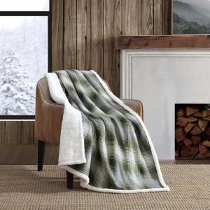 Eddie Bauer – Throw Blanket, Super Soft Reversible Sherpa & Brushed Fleece Bedding, Ideal Christmas & White Elephant Gifts, Cozy Plaid Throw Blankets For Couch for Bed or Couch (Fair Isle Dark Steel, 50″ x 70″)(Nordic Plaid Green)