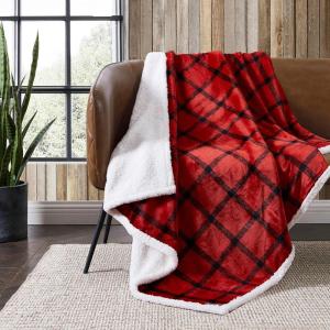 Eddie Bauer – Throw Blanket, Ultra-Soft & Reversible Plush Blanket, Oversized Bedding for Couch or Bed (Trailhead Plaid Red, 60″ x 70″)(Bunkhouse Plaid Red)