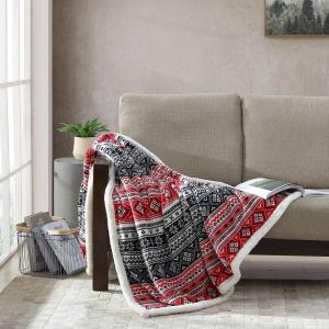 Eddie Bauer – Throw Blanket, Ultra-Soft & Reversible Plush Blanket, Oversized Bedding for Couch or Bed (Trailhead Plaid Red, 60″ x 70″)(Fair Isle Black)