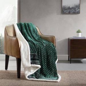 Eddie Bauer – Throw Blanket, Ultra-Soft & Reversible Plush Blanket, Oversized Bedding for Couch or Bed (Trailhead Plaid Red, 60″ x 70″)(Fair Isle Green)